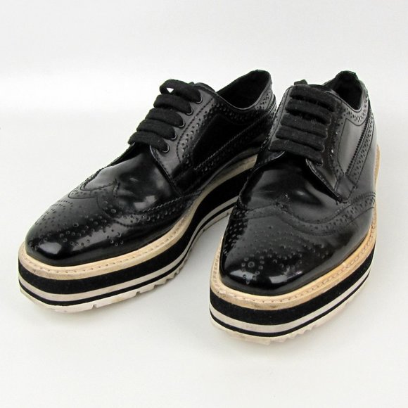 prada leather platform brogues